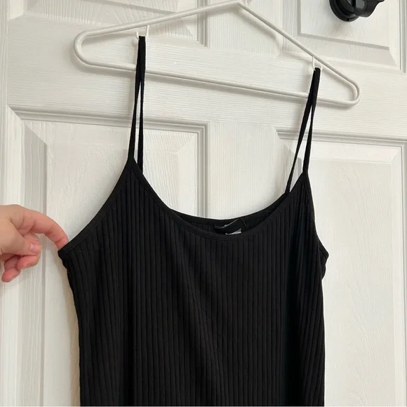 Divided Black Ribbed Dress - Picture 4 of 12